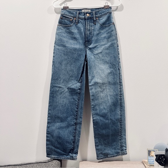 MADEWELL The Perfect Vintage Wide-Leg Crop Jean in Medium/Dark Wash - Size 23 - Picture 8 of 11